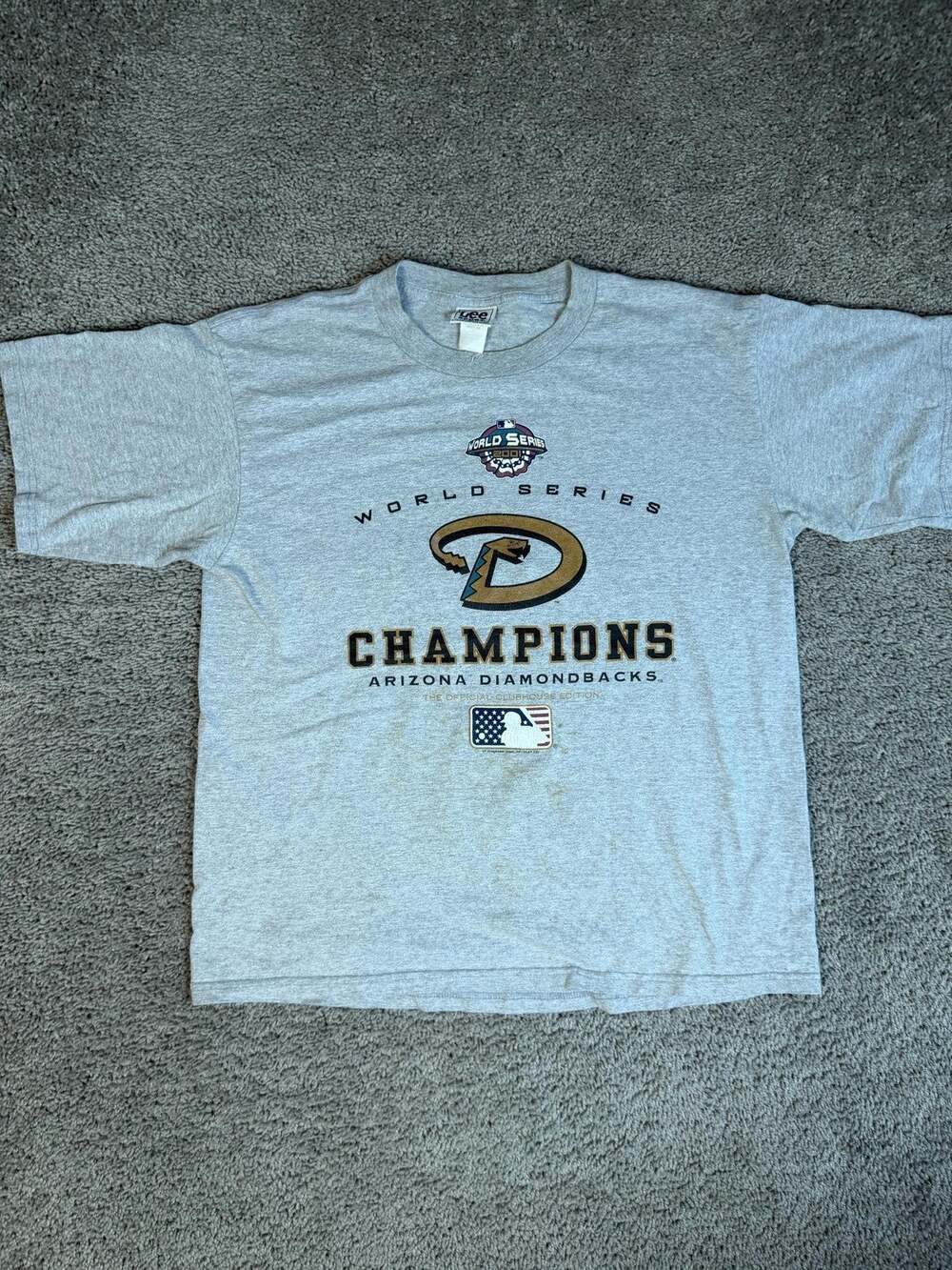 VTG Arizona Diamondbacks Shirt Mens L Gray MLB Baseball Champions Lee Sport 2001